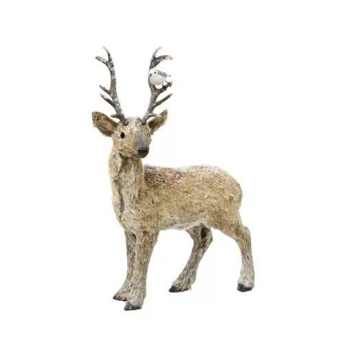Luxury élethű szarvas figura madárral 36 cm