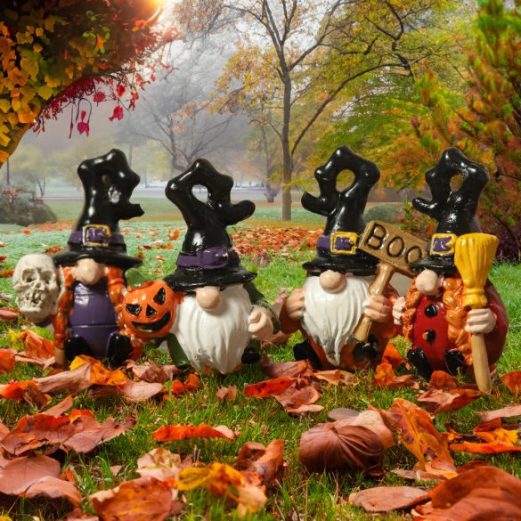 4 db-os Halloweeni dekor törpe figura 5,8 cm