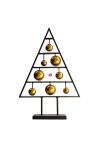 Fenyőfa gömbökkel álló fém 38,5x9,5x60cm fekete, arany