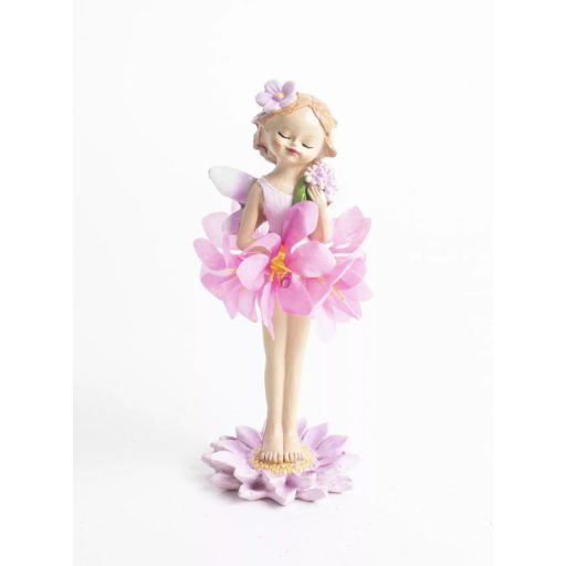 Tavaszi tündér virágruhában rózsaszín álló 17 cm