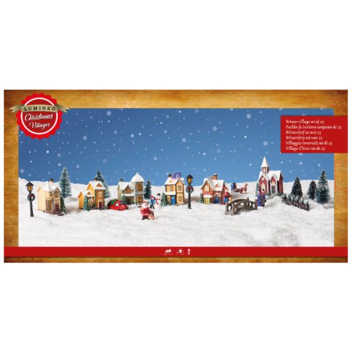 Luxury Karácsonyi falu mega szett LED világtással 25 db-os szett