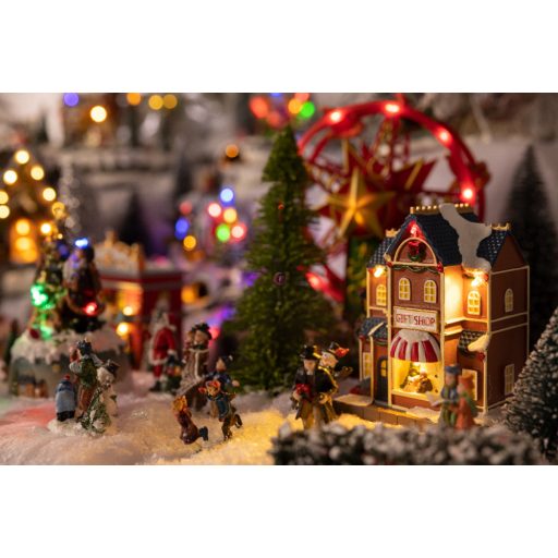 Luxury Karácsonyi falu mega szett LED világtással 17 db-os szett