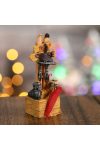 Karácsonyi falu makett figura útjelző tábla síléc korcsolyával