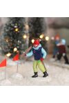 Karácsonyi falu makett figura sétáló férfi síléccel