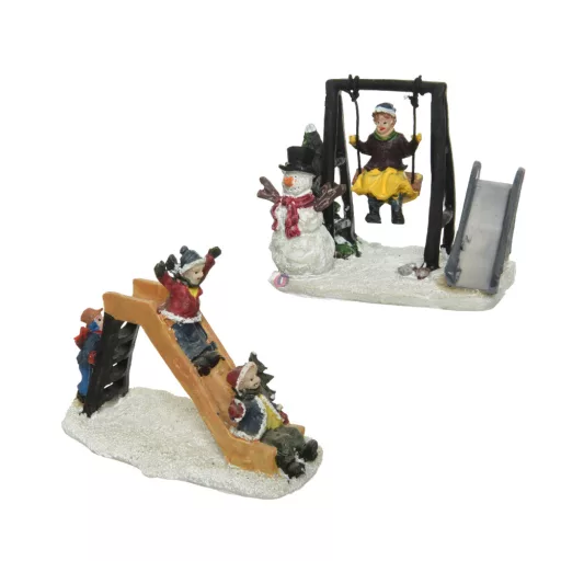 Luxury Karácsonyi falu figura "Playground" 2f. választható kivitel