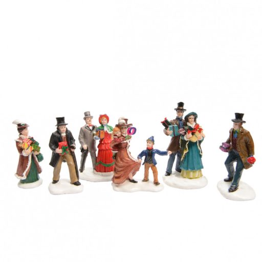 Luxury Karácsonyi falu figura szett "Szenteste ajándékozás" 6 db-os