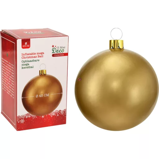 XL 45 cm-es Felfújható óriás karácsonyfadísz gömb, arany ideális óriás fákhoz