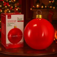  Óriás, 45 cm-es Felfújható óriás karácsonyfadísz gömb, piros ideális óriás fákhoz