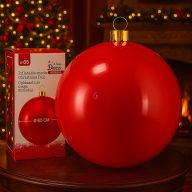   65 cm-es Felfújható óriás karácsonyfadísz gömb piros, ideális óriás fákhoz