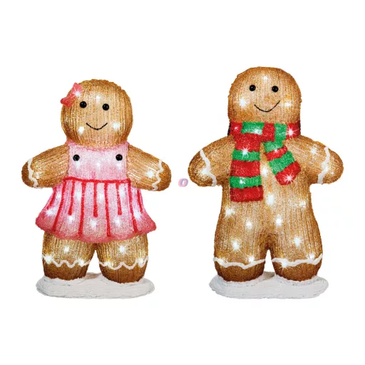 Luxury kültéri világító mézeskalács figura 46 cm, akril, IP44, timer