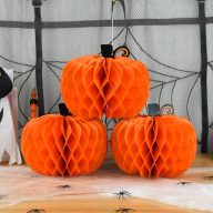   XL Tök formájú lampion méhsejt Stílusú papír Tök Dekor – 3 db-os Szett