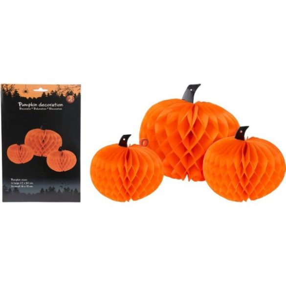 XL Tök formájú lampion méhsejt Stílusú papír Tök Dekor – 3 db-os Szett