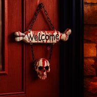   Halloween Welcome Akasztható Csontváz Dekoráció – 36 cm – 3 Féle Mintával
