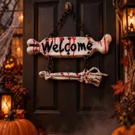   Halloween Welcome Akasztható Csontváz Dekoráció – 36 cm – 3 Féle Mintával