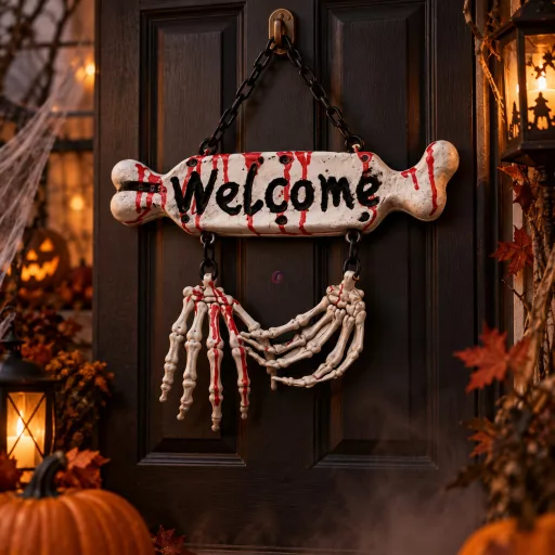 Halloween Welcome Akasztható Csontváz Dekoráció – 36 cm – 3 Féle Mintával