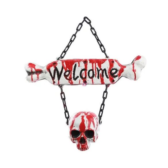 Halloween Welcome Akasztható Csontváz Dekoráció – 36 cm – 3 Féle Mintával