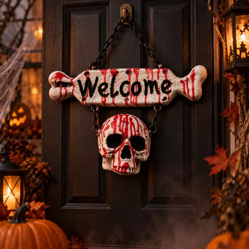 Halloween Welcome Akasztható Csontváz Dekoráció – 36 cm – 3 Féle Mintával