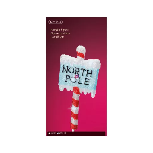 Luxury XL Kültéri leszúrható Tábla "North Pole" LED, 93 cm IP44 230V