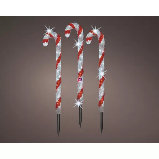 Luxury kültéri Candy Cane, akril cukorbot világítás 3db-os szett 61 cm IP44 230V