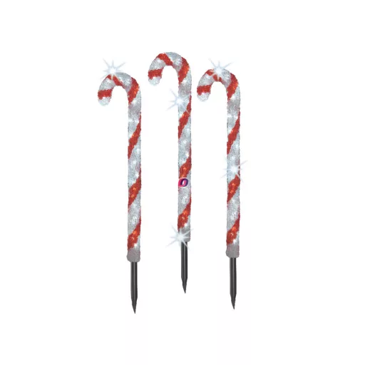 Luxury kültéri Candy Cane, akril cukorbot világítás 3db-os szett 61 cm IP44 230V