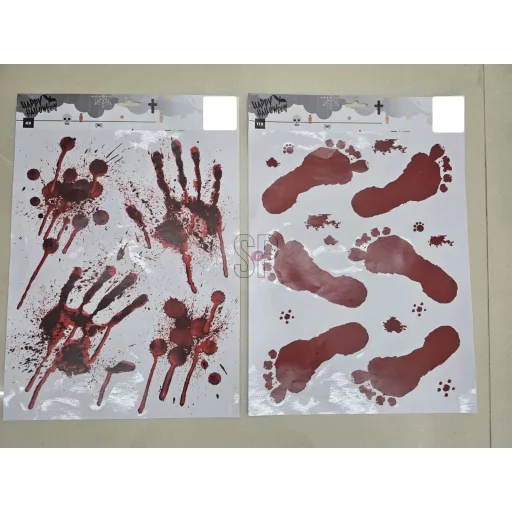 Halloween ablakmatrica kéz- és lábnyomok 44x 33 cm 2 féle