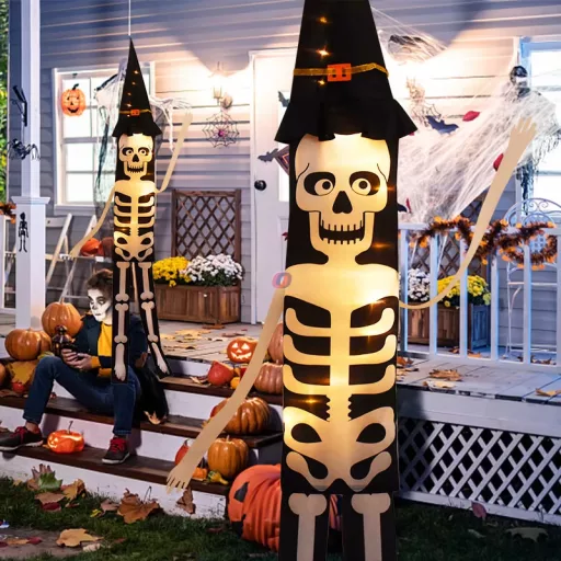 XL alloween Akasztható LED Dekor – Tök vagy Szellem Mintával