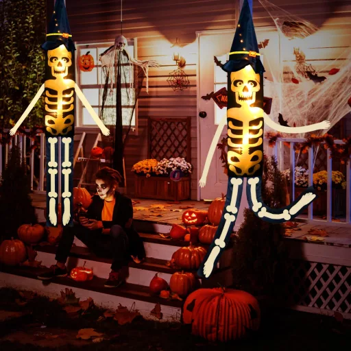 XL alloween Akasztható LED Dekor – Tök vagy Szellem Mintával