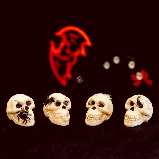 Halloweeni koponya pókkal, denevérrel 4 db-os szett