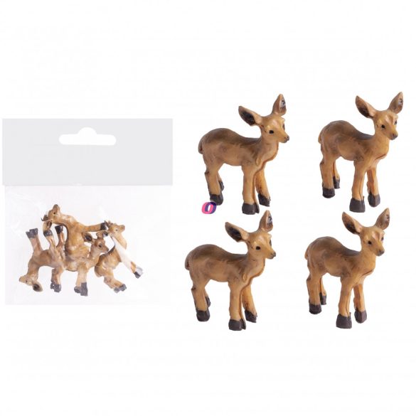 Őzgida poly 4 db-os szett 3,3x3,7 cm barna