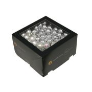   Betűzős gömb, üveg, 2,5 cm, ezüst combi, 144 db-os szett