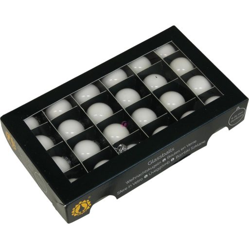 Luxury üveg karácsonyfa gömb 2,5 cm, fehér opál, 24 db-os szett