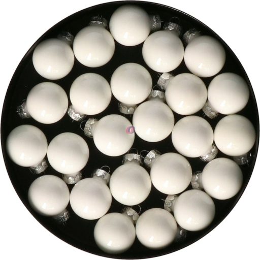 Luxury üveg karácsonyfa gömb 3 cm, fehér opál, 16 db-os szett