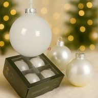   Luxury üveg karácsonyfa gömb 10 cm, fehér opál, 4 db-os szett