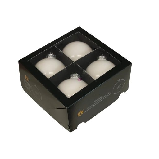 Luxury üveg karácsonyfa gömb 10 cm, fehér opál, 4 db-os szett