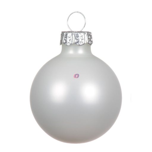 Luxury üveg karácsonyfa gömb 3 cm, fehér szatén-matt, 16 db-os szett