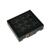 Luxury üveg karácsonyfa gömb 3 cm, black, 16 db-os szett