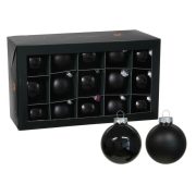   Luxury üveg karácsonyfa gömb 5,7 cm, black, 30 db-os szett