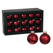   Luxury üveg karácsonyfa gömb 5,7 cm, piros combi, 30 db-os szett