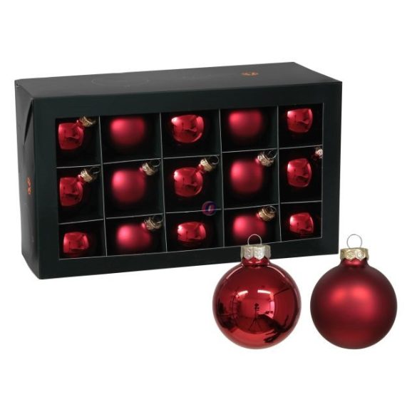 Luxury üveg karácsonyfa gömb 5,7 cm, piros combi, 30 db-os szett