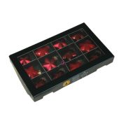   Karácsonyfadísz Csillag üveg, 4 cm, christmas piros, 12 db-os szett