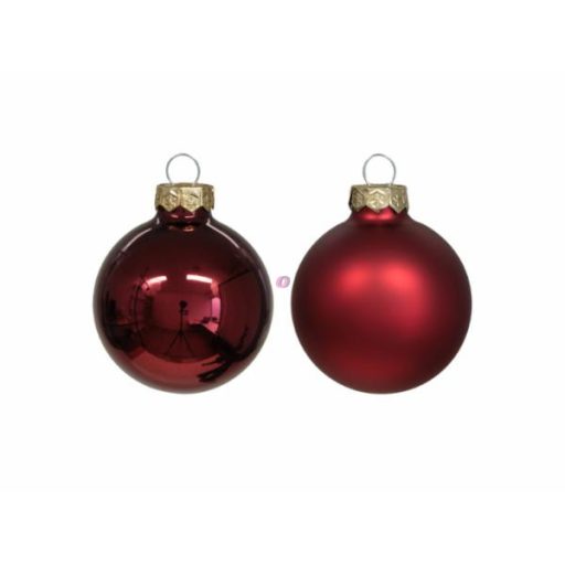 Luxury üveg karácsonyfa gömb 5,7 cm, christmas piros, 30 db-os szett 2 féle