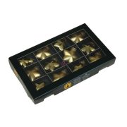   Karácsonyfadísz Csillag üveg, 4 cm, arany combi, 12 db-os szett