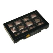   Karácsonyfadísz Szív üveg, 4 cm, smokey rose, 12 db-os szett