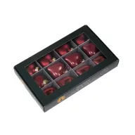   Karácsonyfadísz – Szív (üveg) – 12 darabos, rózsaszín, 4 cm