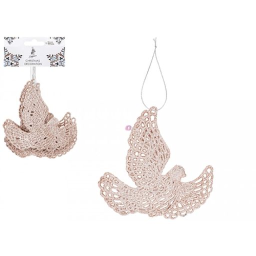 Akasztós barátság galamb szett pezsgő karácsonyfadísz 6 db-os szett