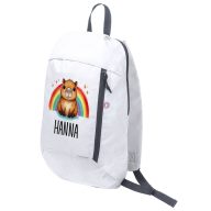   Személyre szabható Capybara Hátizsák "Rainbow", egyedi névvel, fehér