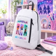   Személyre szabható KPOP "Démonadászok" Ovis zsák, hátizsák egyedi névvel, fehér