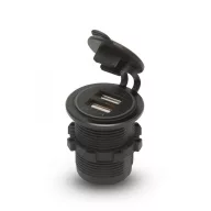   Szivargyújtó helyére beépíthető USB aljzat,piros LED - csavaros2 x USB - 5V - 2,1A