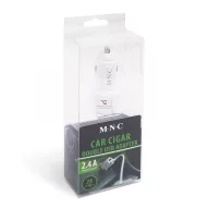 Autós szivargyújtó adapter 2 USB aljzattal - Fehér