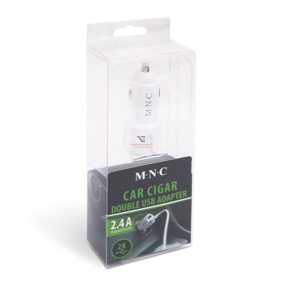 Autós szivargyújtó adapter 2 USB aljzattal - Fehér